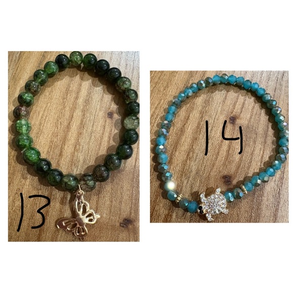 Set of 4 Glass Beaded Stretch Bracelets With Charms ( You Choose your 4) - Picture 5 of 6